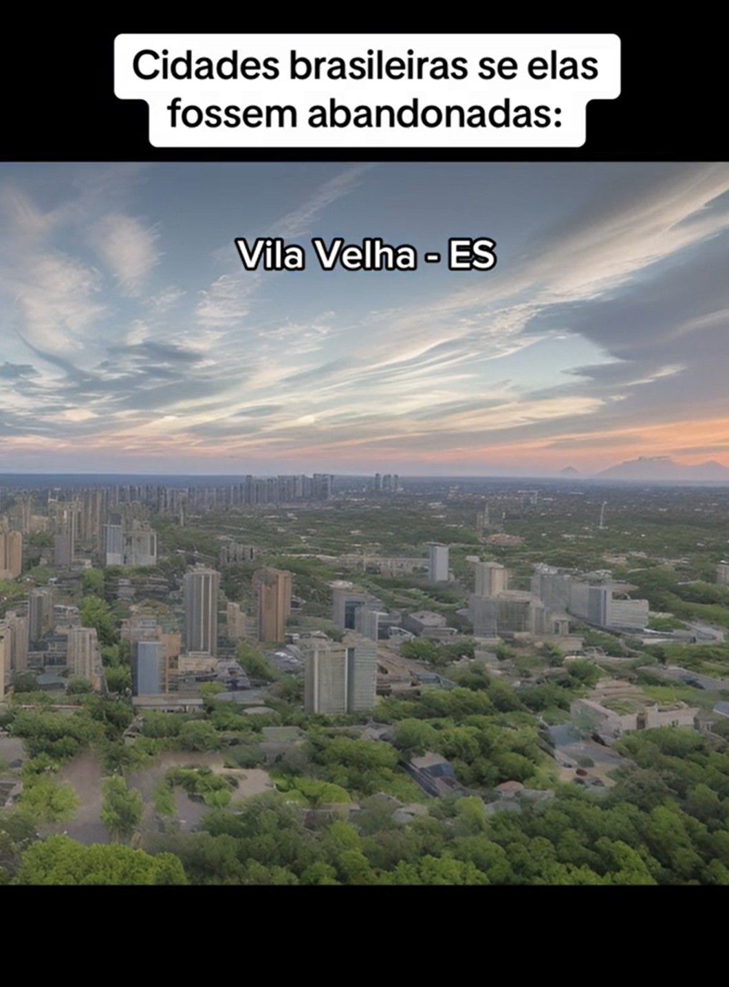 Para caracterizar o lado abandonado da cidade, a Inteligência Artificial (IA) novamente usou o recurso de aumentar a vegetação, escurecer o ambiente e praticamente acabar com as casas presentes na imagem anterior. 