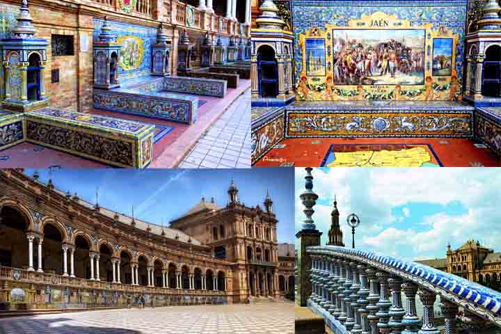 ESPANHA - A Andaluzia apresenta azulejos decorados com motivos geométricos e arabescos, herança islâmica.
