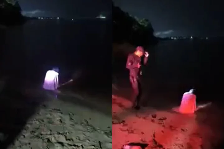 Um vídeo que mostra agentes da Guarda Municipal de Manaus abordando uma mulher vestida de branco sentada em uma praia de Manaus deixou muita gente intrigada nas redes sociais.