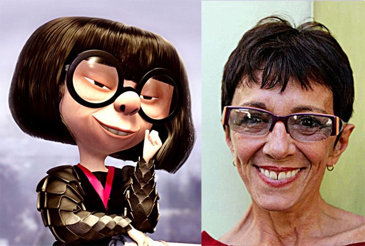 Nádia Carvalho / Edna Moda - Os Incríveis (2004): Antes de se tornar dubladora, Nádia já era uma atriz conhecida por interpretar a Santinha Pureza, na Escolinha do Professor Raimundo. Ela morreu em julho de 2022, aos 67 anos, vítima de um AVC.