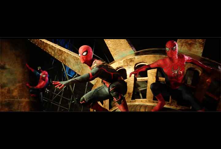 O filme Homem-Aranha: Sem Volta Para Casa (2021) mostra os três Homens-Aranha (interpretados por Tom Holland, Andrew Garfield e Tobey Maguire) reunidos na luta final sobre a Estátua da Liberdade. A batalha ocorre enquanto a estátua está sendo reformada para incluir um escudo do Capitão América, criando um cenário épico e simbólico no enredo.
