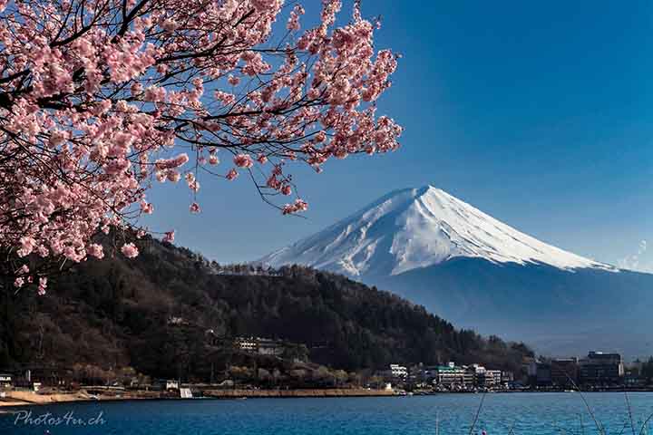 O monte é parte integrante do Parque Nacional Fuji-Hakone-Izu, onde existem cinco lagos que o rodeiam. O Lago Kawaguchi que é o de mais fácil acesso, Yamanaka, Motosu e o Shoji. De todos estes locais se tem boa visibilidade para o Fuji-san, bem como do Lago Ashi, que fica nas proximidades.