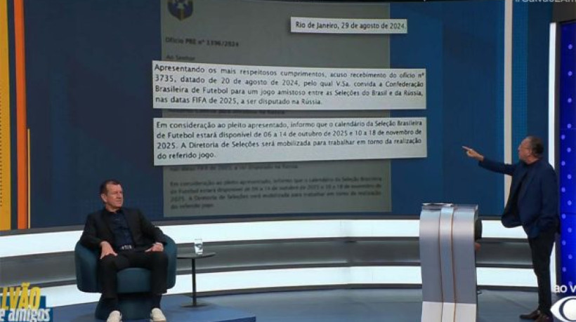 Apresentador mostrou durante o programa a resposta positiva de Ednaldo Rodrigues no ano passado para marcar partida