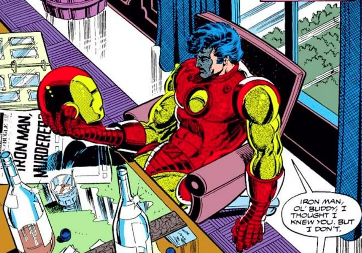 Uma das principais sagas do herói nas HQ's é Demônio na Garrafa, publicada originalmente em 1979. A trama, escrita por David Michelinie e Bob Layton, aborda os problemas de alcoolismo enfrentados pelo personagem.