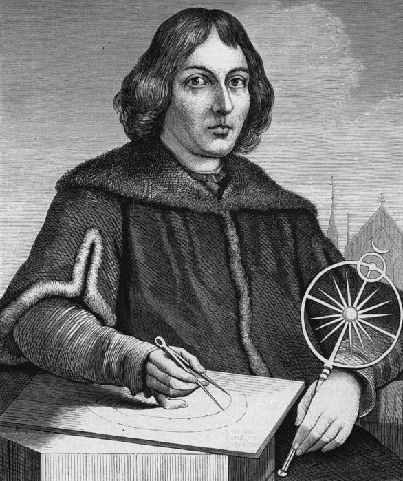 Em 1500 Nicolau Copérnico (1473-1543) já havia descoberto que os planetas orbitam o Sol. Só a Lua orbita a Terra. Mas, com medo, só publicou um relato completo de suas ideias em 1543, ano da sua morte.