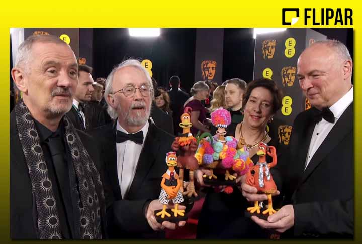 Indicado a uma das categorias do British Academy Film Awards (Bafta), A Fuga das Galinhas: A Ameaça dos Nuggets não recebeu a premiação. Contudo, acompanhados do diretor do filme, Sam Fell, e dos produtores, Peter Lord e Steve Pegram, os brinquedos dos personagens ‘posaram’ diante das câmeras.