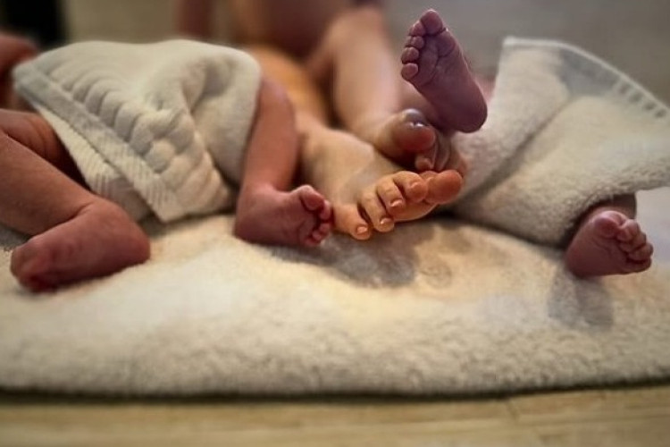 Foto dos gêmeos compartilhada pela atriz. "Este ano, estou exultante, sem palavras, por celebrar a conclusão da família que lutei para construir durante anos", escreveu ela.