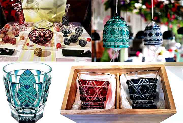 Satsuma, Japão: O vidro Satsuma Kiriko é caracterizado por cores profundas e cortes detalhados. Desenvolvido no século XIX, combina técnicas ocidentais e japonesas. É usado para decoração, vasos e peças artísticas.
