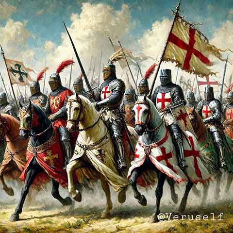 Cruz Templária – Utilizada pelos Cavaleiros Templários durante as Cruzadas, tem braços largos e simboliza coragem, fé e a luta pela cristandade.
