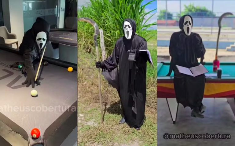 Meme - amostradinho: O meme, que surgiu no interior do Rio Grande do Norte e envolve um uma pessoa fantasiada de morte, ganhou o Brasil e foi o termo mais buscado nessa categoria em 2024.