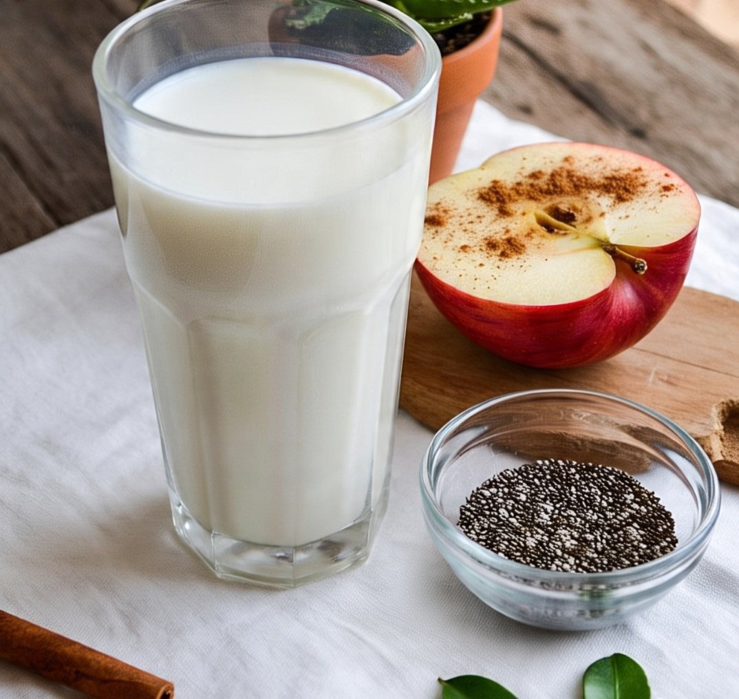 Leite com maçã, canela e chia: Uma vitamina termogênica e nutritiva, que ajuda no controle da glicemia. A chia fornece fibras e proteína vegetal. Ideal para manhãs mais frias ou como pré-treino.
