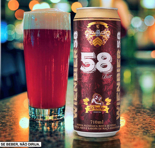 Cerveja mista de vinho - Weinbier 58 - É uma pilsen que leva vinho da Serra Gaúcha. 
