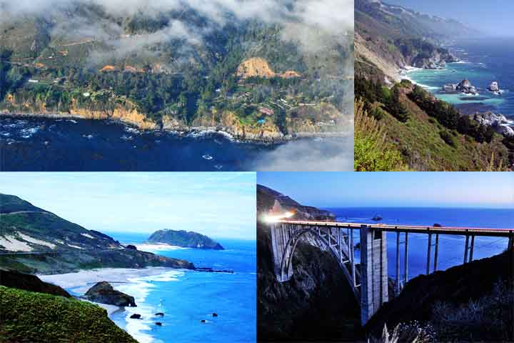 Costa Amalfitana das Américas (Big Sur, EUA) – Trecho da Califórnia famoso por penhascos sobre o oceano, rodovias cênicas e parques naturais.