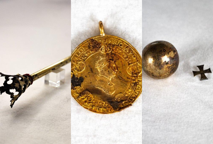 Vários artefatos reais do século 16 foram achados por pesquisadores em um nicho secreto de uma parede da Catedral de Vilnius, que fica na Lituânia.