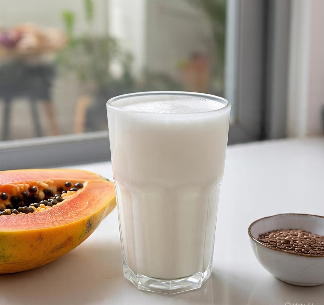 Leite com mamão e linhaça: Ótima opção para o lanche da tarde, auxilia na digestão e no funcionamento do intestino. A linhaça é rica em ômega-3 e fibras. Uma combinação leve e refrescante