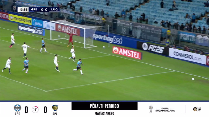 Matías Arezo bate pênalti fraco e desperdiça oportunidade para Grêmio