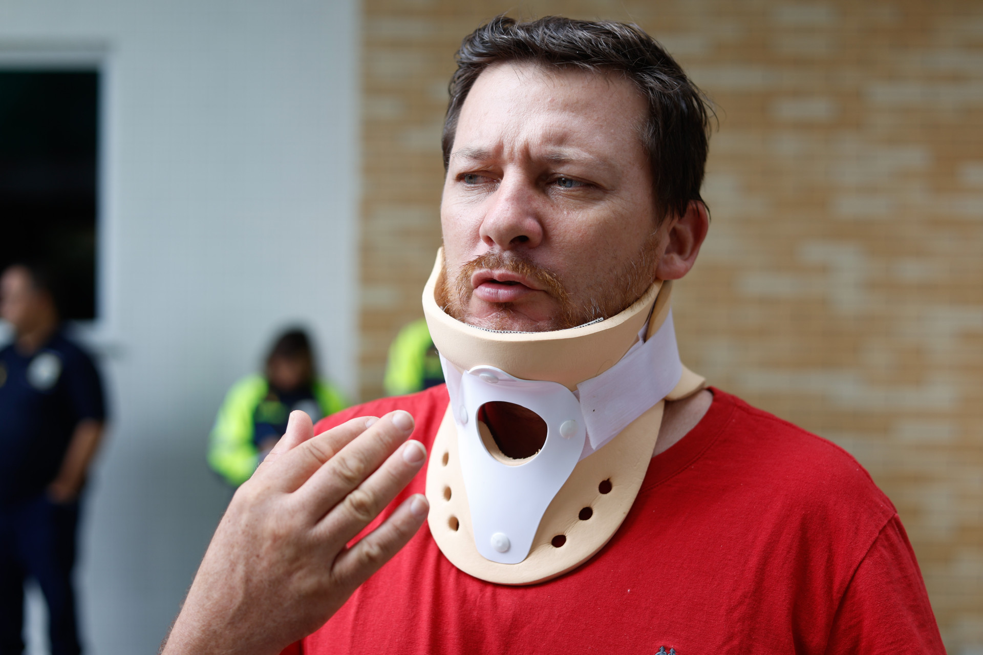 FORTALEZA, CEARÁ,  BRASIL- 29..05..2025:  Cassiano  Molina, 49- Técnico em Elétrico. Programação do Maio Amarelo - Autarquia Municipal de Trânsito e Cidadania (AMC) realiza ação educativa com pacientes vítimas de acidentes no Instituto Dr. José Frota (IJF).   (Daniel Galber/Especial para O POVO)