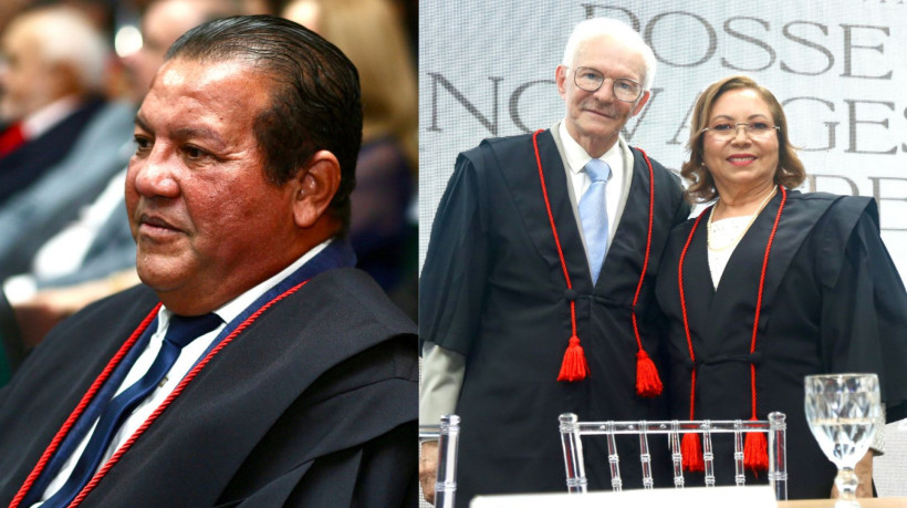 Da esquerda para direita: ex-presidente do TRE-CE Raimundo Nonato Silva Santos; novo vice e corregedor, Emanuel Leite Albuquerque; e a presidente Maria Iraneide Moura Silva

Emanuel Leite Albuquerque