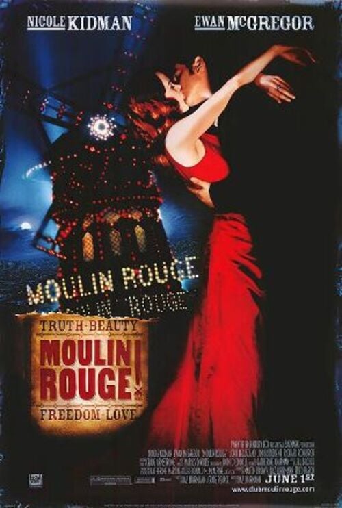 Moulin Rouge: Amor em Vermelho (2002) - Dirigido por Baz Luhrmann, estrelado por Nicole Kidman, Ewan McGregor e Jim Broadbent.
Um escritor se apaixona por uma cortesã em um cabaré parisiense, enfrentando obstáculos em um romance trágico embalado por músicas populares. 
