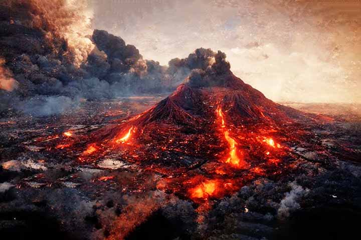 Em 79 d.C., a erupção do Monte Vesúvio destruiu a cidade de Pompeia, deixando a lendária localidade sob cinzas e pedras-pome, dizimando sua população.
