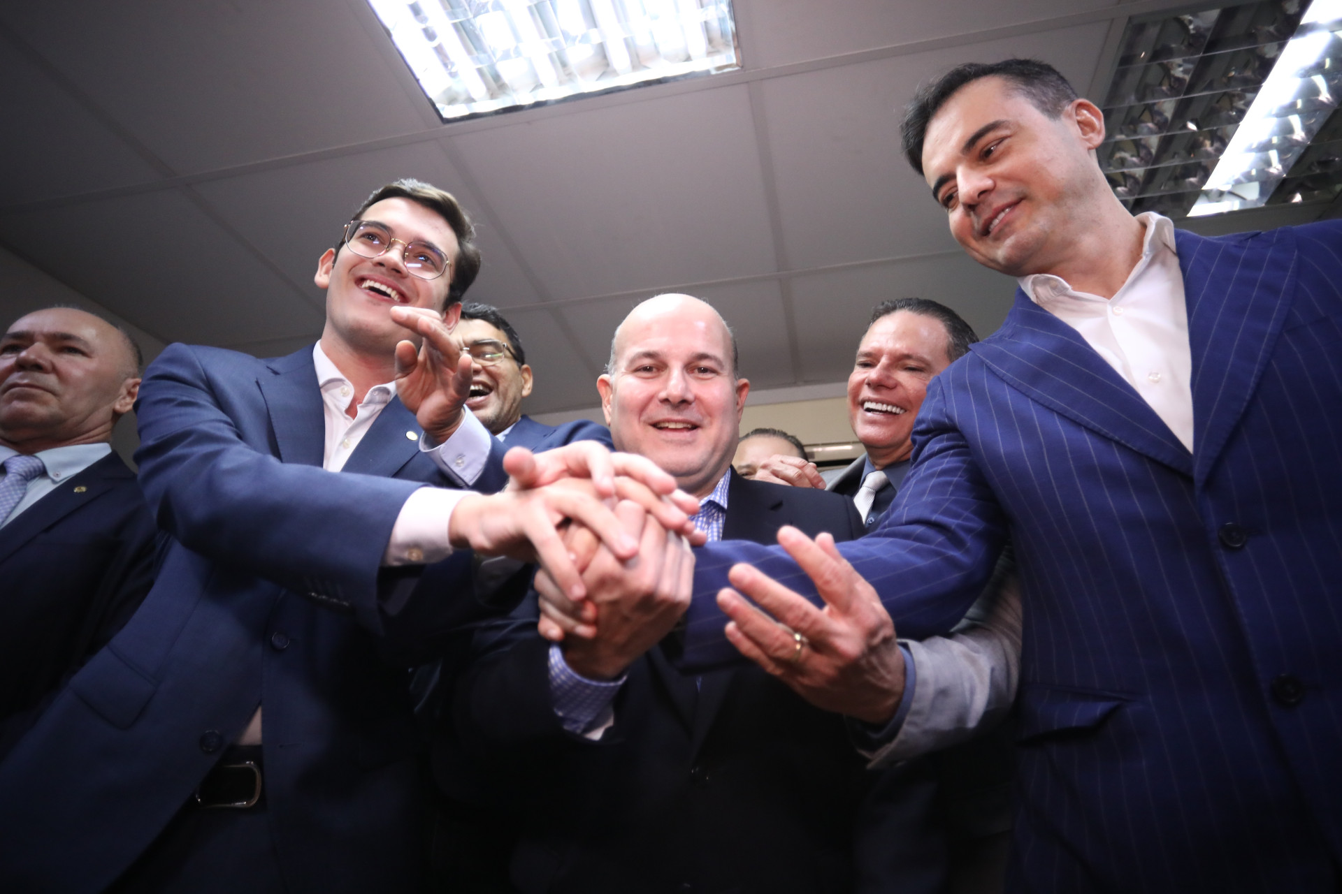 Carmelo Neto, Roberto Cláudio e Capitão Wagner: aliança (Foto: FÁBIO LIMA)