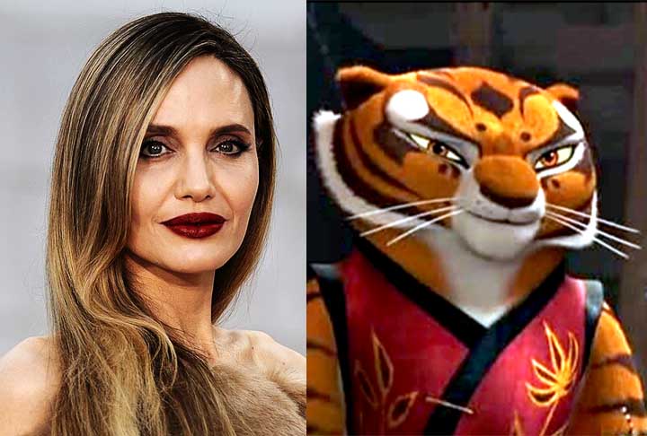 Angelina também emprestou sua voz para a animação Kung Fu Panda (2008), seu primeiro trabalho em uma franquia infantil. Ela continuou como a voz da Mestre Tigresa nas sequências Kung Fu Panda 2 (2011) e Kung Fu Panda 3 (2016).

