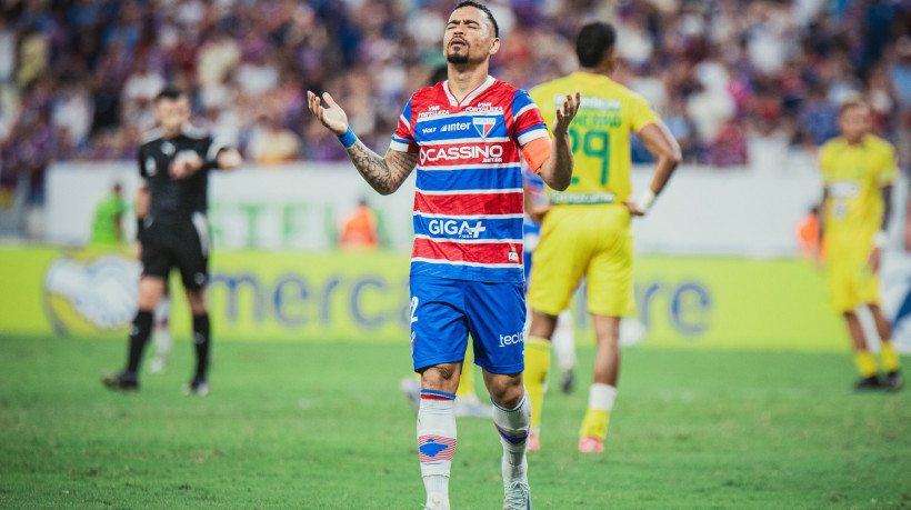 Atacante Yago Pikachu no jogo Fortaleza x Bucaramanga, no Castelão, pela Copa Libertadores 2025