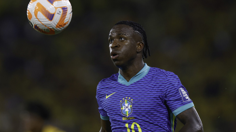 Atacante Vinicius Júnior no jogo Equador x Brasil pelas Eliminatórias