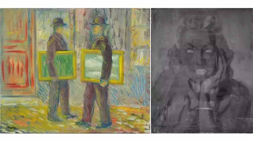 Um retrato de uma mulher misteriosa, que lembra a esposa do artista, Georgette, mas com características diferentes. A descoberta destaca a dualidade da obra, característica de um artista famoso por suas imagens provocantes e traiçoeiras.