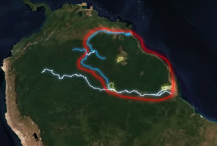 Partes do norte do Brasil e da Venezuela também são incluídas na região geográfica das Guianas.