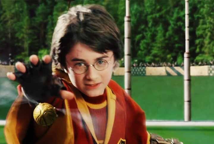 No primeiro livro, A Pedra Filosofal, Harry captura o pomo de ouro em seu primeiro jogo de quadribol, apesar da falta de experiência. Sua habilidade impressiona seus colegas e seus adversários.