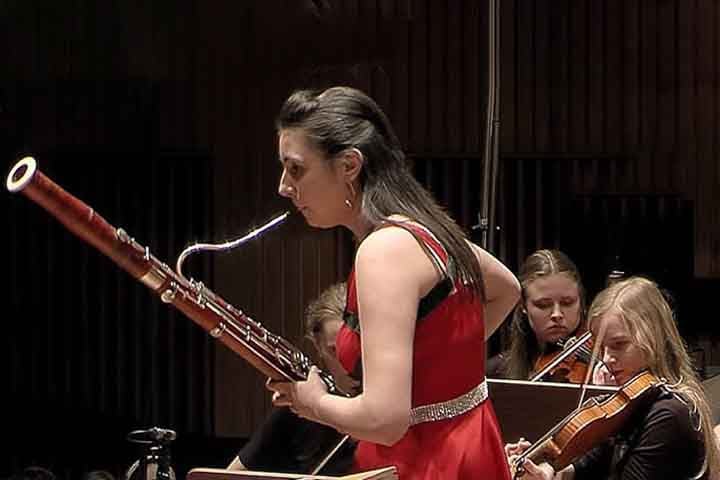 Fagote: Palheta dupla e tubo longo dobrado, com som grave e aveludado. Desenvolvido na Renascença e aperfeiçoado no século XVII por Afranio de Ferrara na Itália. Toca linhas graves e melodias cômicas, destacando-se por sua flexibilidade