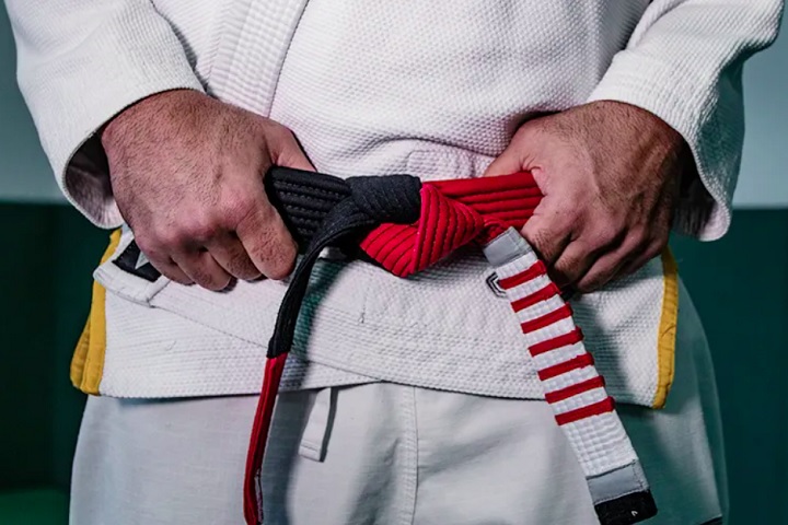 Para adultos, a sequência é branca, azul, roxa, marrom e preta. Algumas escolas ainda incluem faixas coral e vermelha para mestres de altíssimo nível — para crianças, o sistema tem cores intermediárias.