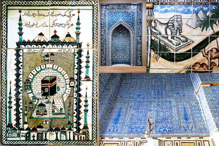 EGITO - Decorações de mesquitas utilizam azulejos com inscrições árabes e padrões geométricos.
