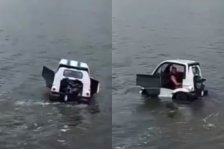 Na ocasião, o veículo foi apreendido na Praia do Gonzaguinha por não ter licença para navegar.