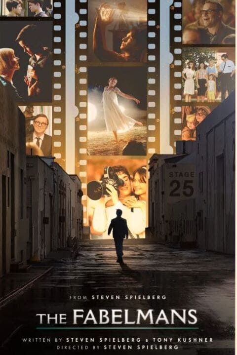 Os Fabelmans (2023)
Dirigido por Steven Spielberg, estrelado por Gabriel LaBelle, Michelle Williams e Paul Dano.
Inspirado na juventude de Spielberg, o filme retrata a paixão de um jovem por cinema em meio a conflitos familiares e descobertas pessoais. 
