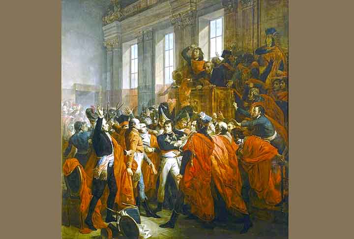 Em 9 de novembro de 1799, Napoleão tornou-se Primeiro Cônsul da França. No cargo, articulou um golpe, que ficou conhecido como 18 Brumário, e acabou por encerrar o período revolucionário. 

