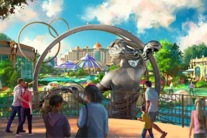 Outra das áreas principais do Universal Epic Universe é o Celestial Park, que conta com jardins temáticos e interativos, grandes espaços para caminhadas e construções com inspiração em elementos astronômicos e mitológicos.
