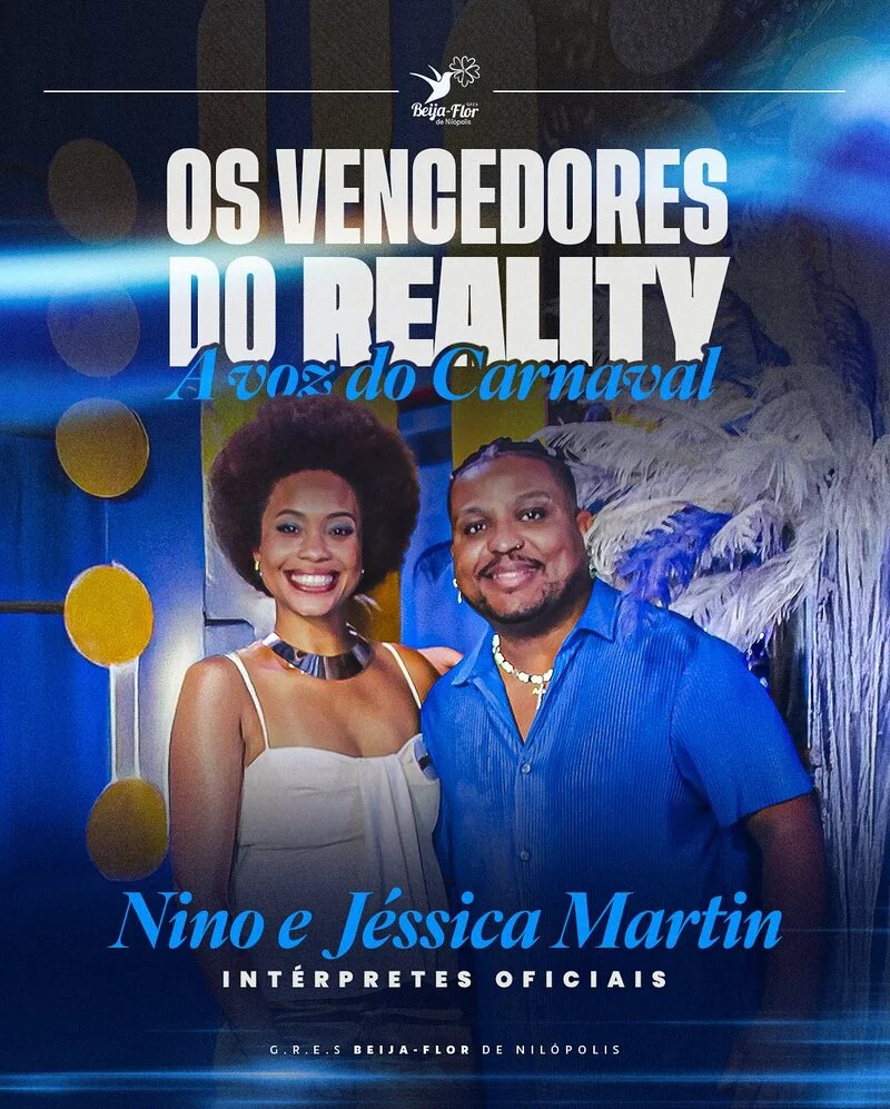 A Beija-Flor de Nilópolis anunciou os novos intérpretes que substituirão Neguinho da Beija-Flor, ícone com 50 anos de agremiação, a partir do Carnaval 2026. Tratam-se de Jéssica Martin e Nino do Milênio, que venceram o reality A Voz do Carnaval.