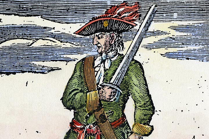 CALICO JACK - O pirata John Rackham atuou no Caribe entre 1700 e 1720. Ele é conhecido por sua bandeira com uma caveira e por ter mulheres piratas em sua tripulação, como Anne Bonny e Mary Read. Foi executado em 1720, aos 39 anos.
