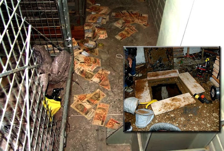 7) Banco Central do Brasil (Fortaleza - Ceará) - Em 6 de agosto de 2005, a quadrilha invadiu a caixa-forte do banco e roubou R$ 164 milhões. 