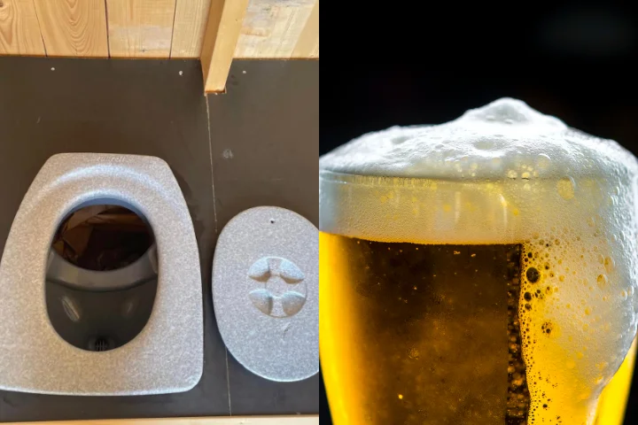 Foram instaladas telas nos sanitários para que a empresa conseguisse filtrar apenas a urina. Ao todo, foram recolhidos cerca de 15 mil litros de xixi!