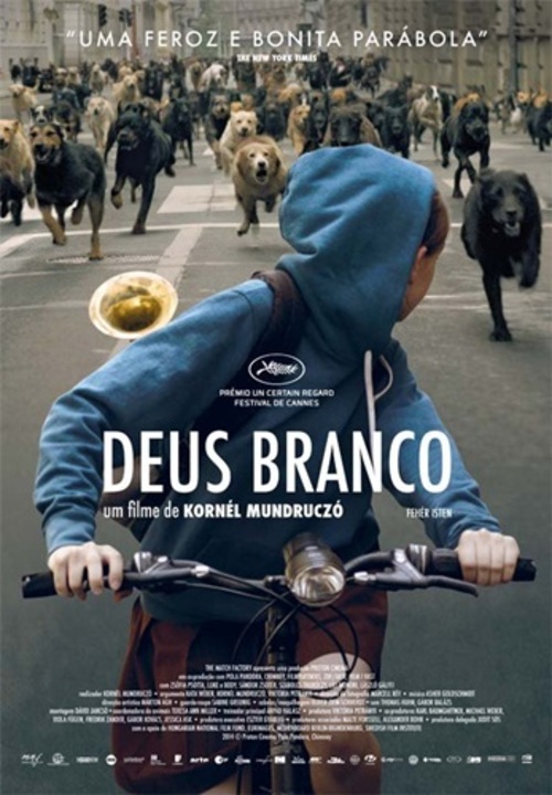 Deus Branco (2014), de Kornél Mundruczó, com Zsófia Psotta e Sándor Zsótér, é uma fábula sobre opressão e revolta com cães rejeitados pela sociedade.