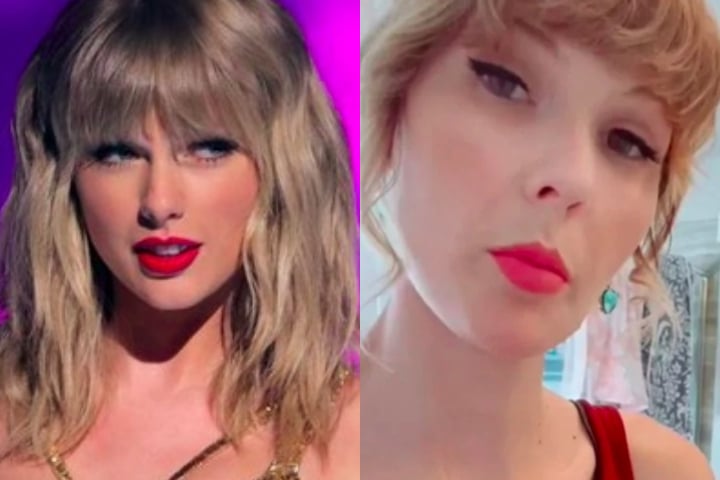 Taylor Swift – A tiktoker norte-americana Ashley (à dir.) viralizou em 2021 por conta da semelhança impressionante com a cantora.