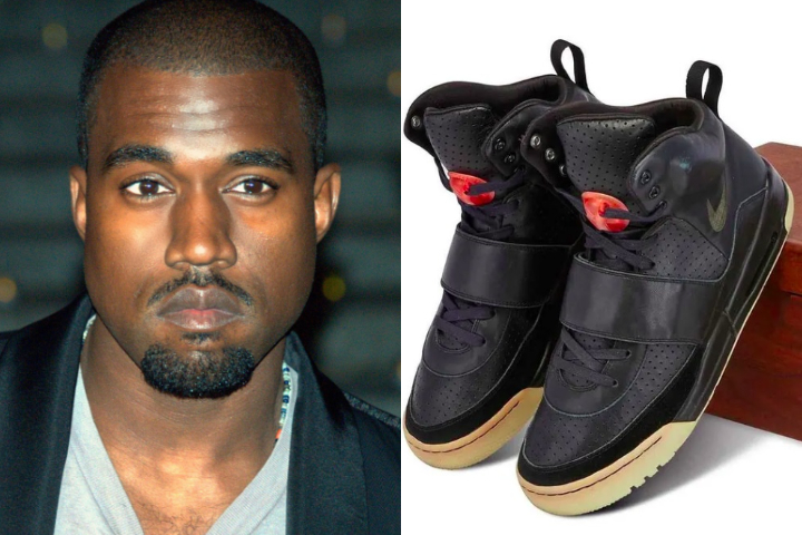 Tênis de Kanye West – Em 2021, um tênis Nike Air Yeezy 1, do rapper Kanye West, se tornou o calçado mais caro do mundo ao ser arrematado por US$ 1,8 milhão (aproximadamente R$ 10 milhões).