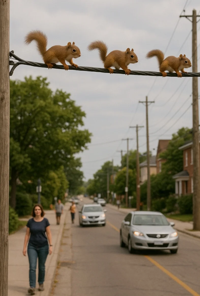 Geralmente, o esquilo não leva choque ao andar pelos fios elétricos porque ele toca apenas um fio por vez, o que não completa um circuito elétrico. Além disso, ele não encosta no poste ou no solo ao mesmo tempo. 
