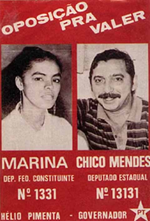 Marina Silva, atual ministra do Meio-Ambiente, conviveu com Chico Mendes. Nascida no Acre, ela foi eleita líder em votos para vereadora de Rio Branco, capital do Acre, com apoio do líder seringueiro.

