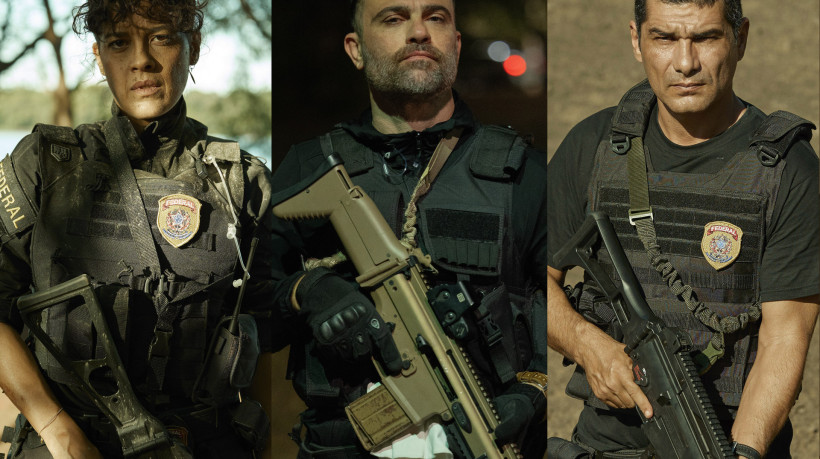 Maeve Jinkings, Alex Nader e Rômulo Braga interpretam os policiais federais Suellen, Isaac e Benício, respectivamente