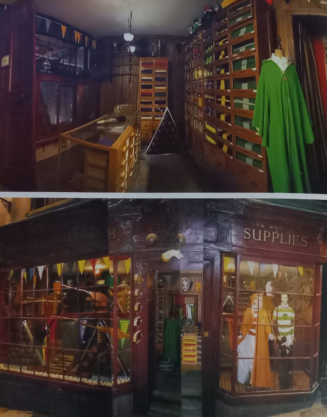 Quidditch - É a loja que vende os artigos para a disputa do quadribol, inclusive para o badalado torneio tribruxo. A loja tem vestimentas e acessórios. 