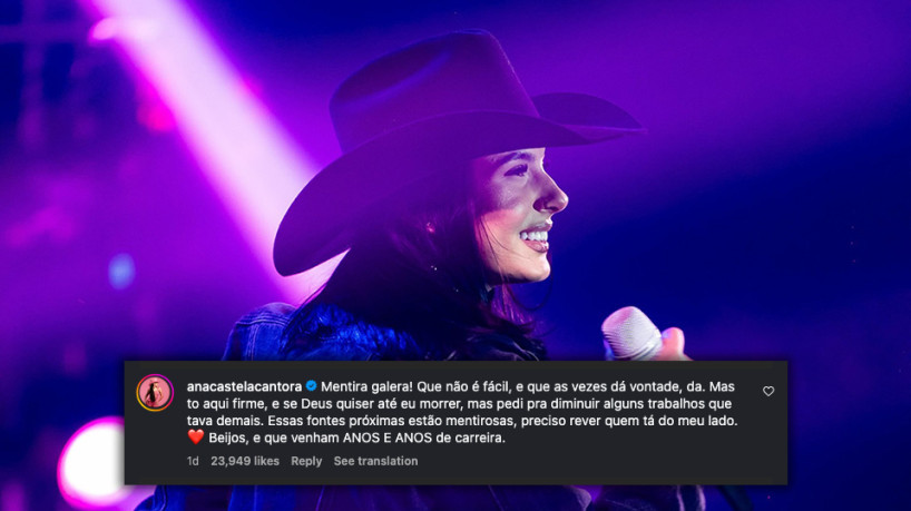 Ana Castela desmentiu boato de que estaria considerando aposentadoria, e afirmou que pretende ter "anos e anos de carreira"